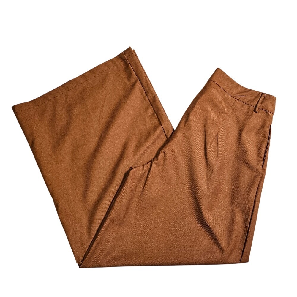 Cupshe Rust Brown Wide-Leg Pleated High Rise Trouser Pants Size Large  Fall Lg - Picture 2 of 13
